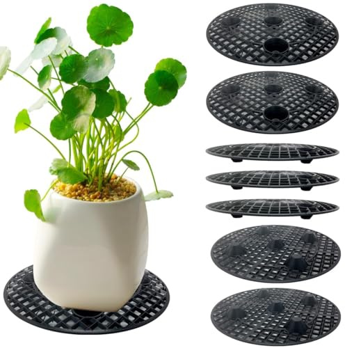 Zeromall 8 st växthöjare för krukor inomhus, växtställ, packväxthiss för att förhindra rötter och skador på uteplatsdäck, 30 cm stora tunga plastväxtstativ (8 st)