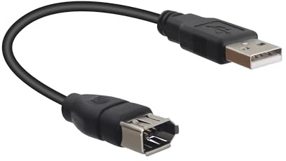 RIIEYOCA 20cm USB 2.0 Type A Male to IEEE 1394 Firewire 6Pin Female Data Adapter Converter Cord for Digital Camera,Camcorder,Laptop,DV,Black