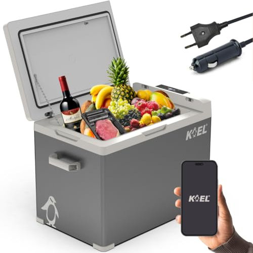 Koel Crate 40 - Elektrische Kompressor Kühlbox für Auto und Steckdose - Elektrisch Gefrierschrank oder Kühlschrank Camping, Outdoor, Festival - mit 12V 230V Adapter - 40 Liter bis -20 Grad