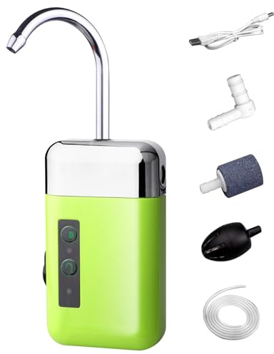 Pineeseatile Aérateur d'eau, Pompe à air pour Aquarium, aérateur d'eau à capteur Intelligent avec Tuyau, Pompe air 'Aquarium Rechargeable par USB, barboteur ' Portable pour l'extérieur, aquariu