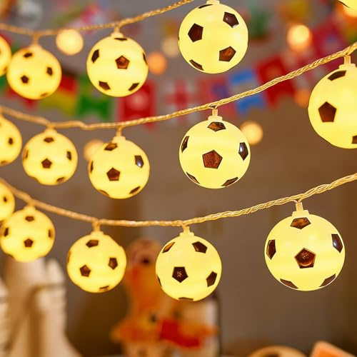 Auzlya Guirlande lumineuse en forme de football, 1,5 m, 10 LED en forme de ballon de football