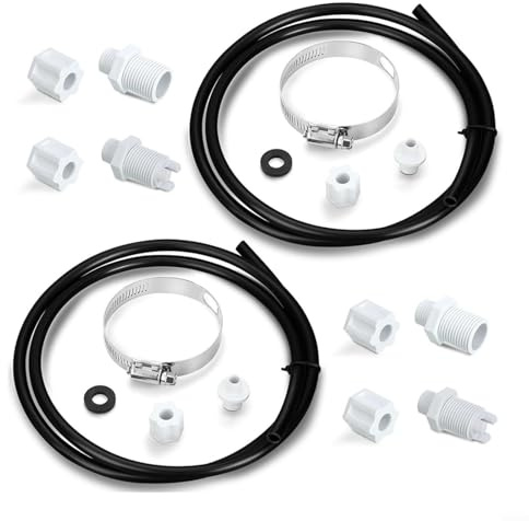 Offline klorinator matare delar kit för CL200 CL220-serien, 2 set reparationssats med backventil, sadelklämmor, 1,2 m slang, muttrar, brickor för underhåll av poolvattenreningssystem