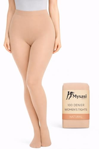 MYSASI Womens 100 den. Opaque Tights Size. XL.Natural