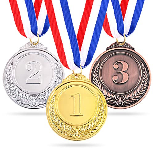 Swpeet Medaillen mit Band, Gewinnermedaillen im olympischen Stil, für Veranstaltungen, Klassenzimmer, Bürospiele und Sport, 3 Stück, 3 Stück