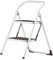Amig – 2-Step Folding Ladder | Folding Stool | Dimensions: 77 x 57 x 47 cm | Stool with Two Non-Slip Steps | Maximum Weight Capacity: 150 kg | Steel | White and Black