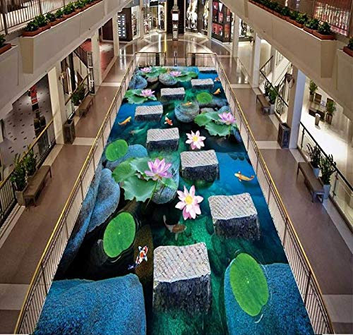 Suelo de baldosas personalizado baño de piedra pasarela agua de río pegatinas de suelo 3d insonorización impermeable piso autoadhesivo-200 * 140 cm