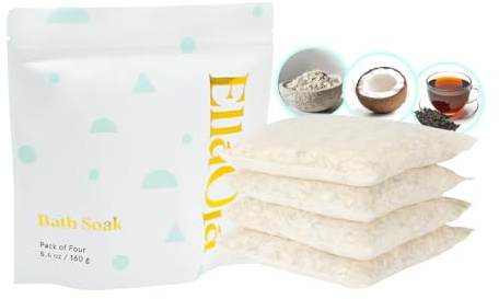 ELLAOLA Oatmeal Bath Soak for Babies Kids & Adults - Baby Bath Tea Soaks Made with Prebiotics to Relieve Dry, Itchy, Eczema Prone Skin While Gently Cleansing, Fragrance Free I 4 Bath Tea Soaks