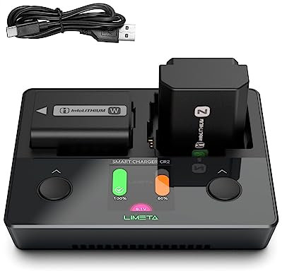 LIMETA NP-FZ100 NP-FW50 NP-BX1 Dual Schnelle Kamera Akku Ladegerät für Sony USB Typ C Smart LCD Kamera Schnellladung für Sony-Akkus Cyber-Shot DSC-RX100 DSC-RX100 II DSC-RX100M II...