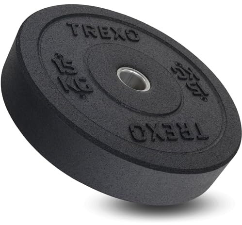 TREXO Olympic Bumper 15 KG Hantelscheibe Gummiertes Material für Langhantel 50 mm Durchmesser Langlebige FitnessScheibe Krafttraining Crossfit