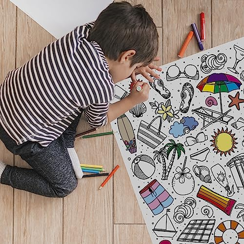 PACKLIST® Poster da Colorare XXL Goditi l'Estate! Attività Creativa Gigante Bambini | Ore di Divertimento Artistico & Educativo | Stimola l'Arte e la Fantasia per Tutti!