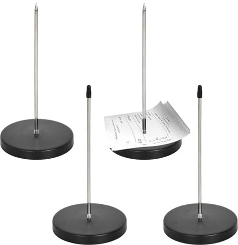 4 Pieces Pique-Note En Métal En Acier Inoxydable Fourchette Mémo Fourche Facture Aiguille Fourchette Mémo Fourche Ticket De Caisse, Avec Rond Support Base Pour Restaurant Cuisine Bureau Hôtel
