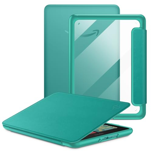 FINTIE Custodia per 7 Kindle Paperwhite 2024 (12ª Generazione) e Kindle Colorsoft Signature Edition (1ª Generazione), Antiurto Cover Sottile Trasparente Cover Posteriore Rigida Case, Jadeverde