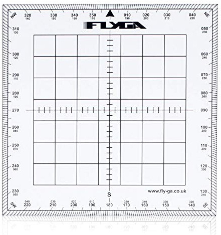 FlyGA Map Navigation Protractor (Square) - For LAPL, PPL(A), PPL(H) & CPL Aviation Pilots + Marine, Boating & Sailing Captains