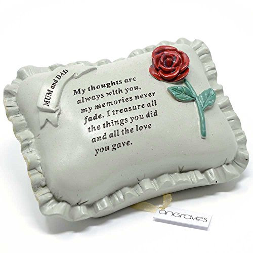 Angraves Special Mum & Dad With Rose Pillow Graveside Ornament Memorial Plaque