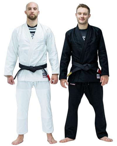 SCRAMBLE Standard Issue V3 BJJ Gi. Brazilian Jiu Jitsu Gi Kimono For Men, Includes Preshrunk Pants & Top. 100% Cotton Kimono, Training Uniform For BJJ, Karate, Judo & Martial Arts Sport - White, A1L