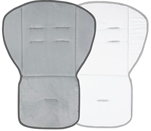 Babysanity Materassino Copri Passeggino Universale Double Face in Caldo e Peluche e Morbido Cotone - Made in Italy - (Ardesia Chiaro)