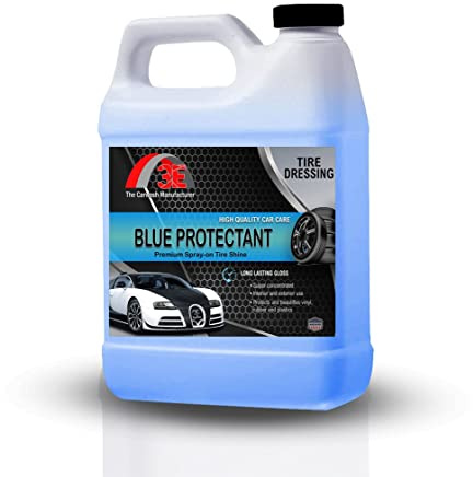 Blue Protectant Premium Spray-on Tire Shine, High Tire Shine Sprayable Dressing and Protectant For Tires, Trim, Rubber and Plastic, Long Lasting Premium Dressing Half Gallon (64 oz)