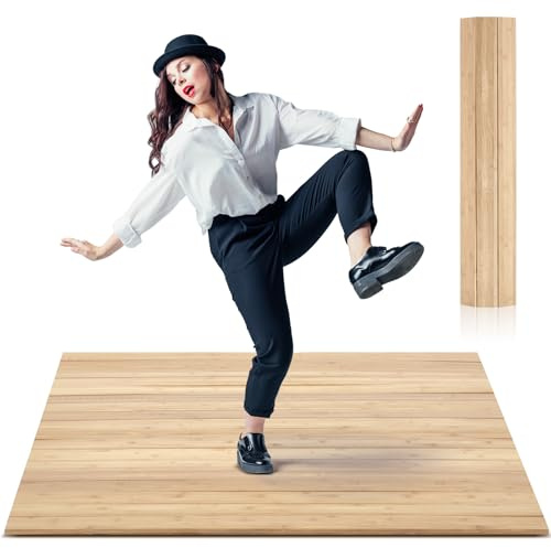 Drydiet Tap Floor Dance Mat Portable Tap Board Made of 8 mm Thick Solid Bamboo with Clear Sound Feedback Portable Large Heavy Duty Dance Floor Exercise Professional Student