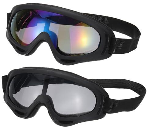PATIKIL Smutsskyddsglasögon, 2 st motorcykelglasögon, ATV-glasögon, skidglasögon, racinghjälm, skyddsglasögon, vindtäta för bergsbestigning, himmel, dykning, skidåkning, ridning, svart med