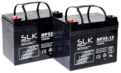 SLK Power Mobility Scooter AGM Battery Pair of 2 x 12v 33ah Reliable And long Lasting Replacement Batteries For Electric Scooters And Wheelchairs