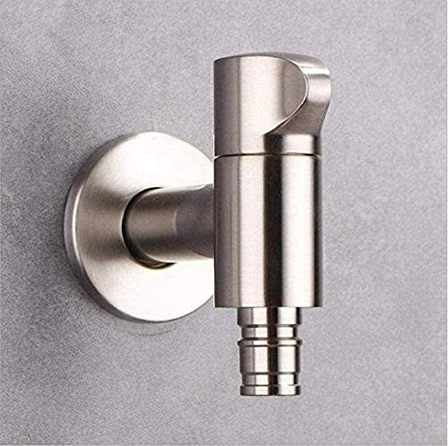 Grifo de acero inoxidable para exteriores, para balcón, jardín y piscina, apertura rápida, grifo de pared fría con acabado cepillado, construcción de cobre duradero, ideal para lavadora