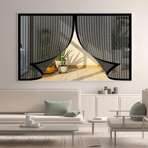 Zanzariera Porta Finestra 57x105cm(W x H), Anti-Zanzare, Anti-Insetti, Rete Ultra-Fine, Installazione Facile, Zanzariera per Finestre per Porte, Varie Taglie, Nero
