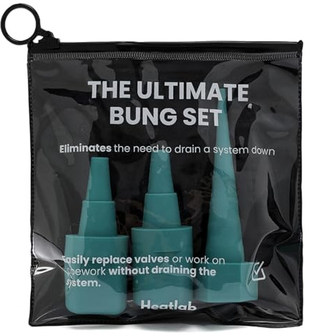 Heatlab The Ultimate Bung Set Plumbing Tools – Rubber Bung Radiator Draining Kit with 15 mm & 22 mm Bungs + DripStopper & Storage Bag – Header Tank Plumbing Tools and Equipment