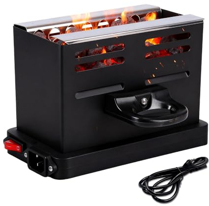 Wxeadu Électrique Allume Charbon Chicha, 800 W Chauffe Charbon Chicha avec Une Pince, Allume Charbon Chicha Électrique Dispose d'un Système de Chauffage à Trois Côtés avec Poignée Métallique