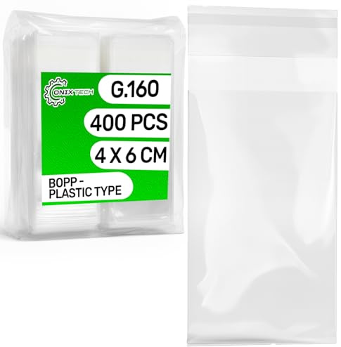400 Piezas Bolsas Celofan Autoadhesivas 4 x 6 cm BOPP - Food Safe - Bolsa Celofan Transparente Autoadhesiva para Chuches Cumpleaños Galletas - Espesor 0,04 mm G.160 - ONIX TECH