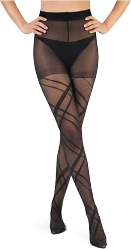 MESU Women Rhombic Patterned Tights Sheer High Waist Pantyhose Stockings | One size, Comfortable, Fit Well，Stretchy，All-season