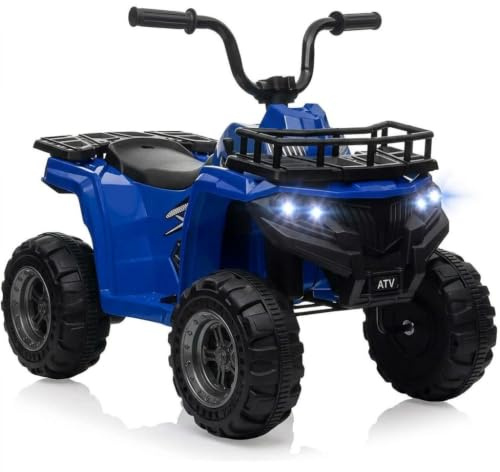 GarveeMore Quad Électrique Enfant 12V, Double Moteur, Bleu | Quad électrique enfant 12V bleu, 4 roues, double moteur, LED, musique et vitesse contrôlée pour 2–5 ans.