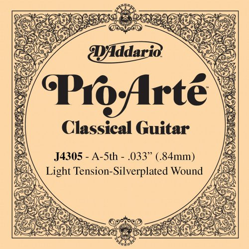D'Addario J4305 Pro-Arte, cuerda individual de nailon para guitarra clásica, tensión blanda, quinta cuerda