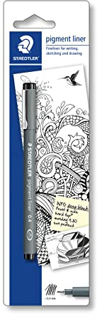 Staedtler Pigment Liner - Penna Nera con Inchiostro ad Asciugatura Rapida, Penne Punta Fine Ideali per Disegno Tecnico e Scrittura, Fineliner Indelebile per Cancelleria Scuola Università Ufficio, 1 Pz