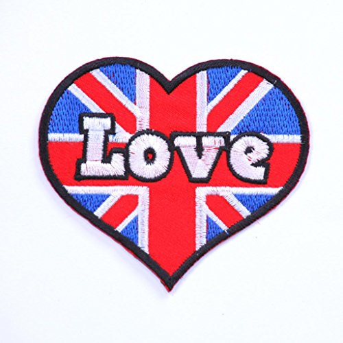 Patches zum Aufbügeln Aufbügler Union Jack Heart