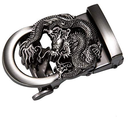 Barry.Wang Men's Belt Buckle Only Dragon Designer Belt No Leather 35mm Black Novelty Animal