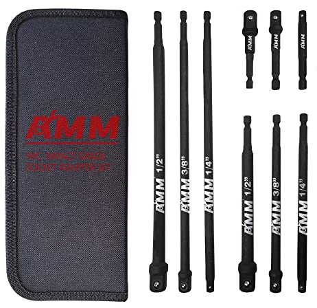 AMM 9PCS Impact Socket Adapter Set, 1/4 3/8 1/2 Drive for Power Drill