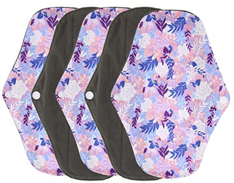 5 Pièces Serviettes Menstruelles Lavables pour Femmes Tissu de Charbon de Bambou Respirant étanche Longue Absorbante Serviettes Hygiéniques Réutilisables pour Flux Abondant Pendant la Nuit(M21)
