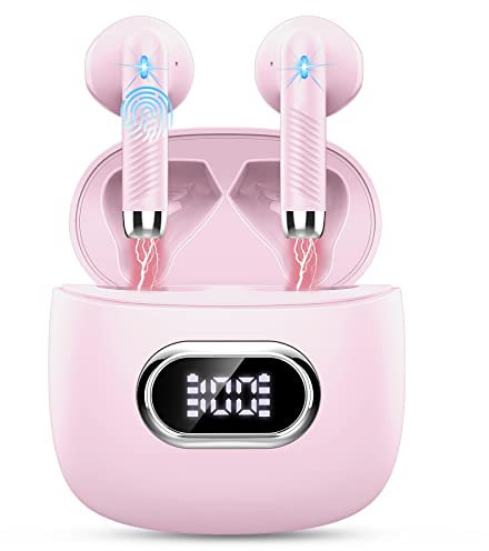 Drsaec Wireless Earbuds, Bluetooth 5.3 Headphones Mini In Ear with ENC Noise Cancelling Mic, 42H HiFi Stereo Earphones IP7 , LED Display Lrecat