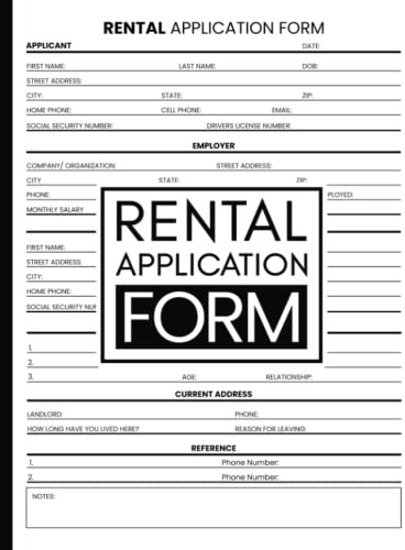 Rental Application Form Book: Lease Agreement For Rental Property, House / Real Estate Sales Contract Form, Rental Contract Agreement Notebook