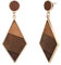 Emibele Damen Ohrringe Hängend mit Geometrie-Design, Trendige Damenohrringe mit Goldbesatz, Stilvolle Diamantförmige Ohrringe aus Holz, Schmuck für Party & Verabredung, Braun