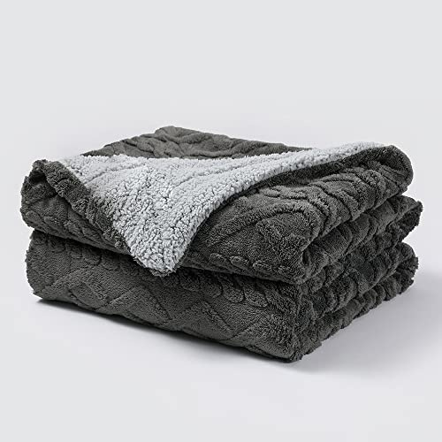 Pagnanno. - Sherpa Teddy Fleece Blanket - Fluffy Double Layered Bed and Sofa Throw - Thick, Warm & Extra Soft - For Families, landlords and Couples (Grey, Double (150x200cm))