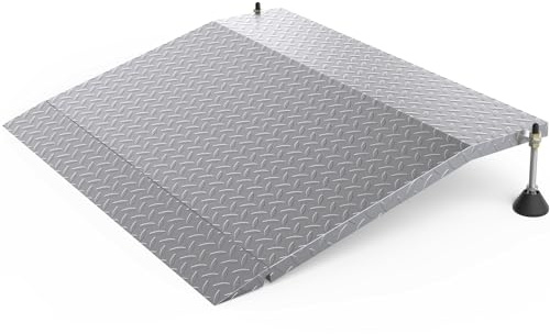 YEEZOO Door Threshold ramp with Adjustable Height for 3.0“ to 6.0 Height Rise, Doorway ramp Threshold for wheelchairs/carts/Walker/Scooter (25.6L*39.4 W, Alloy Iron, 38LBs)