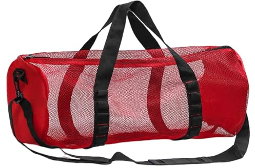 Borsa da immersione da spiaggia – Borsa da immersione pieghevole a rete cilindrica extra large | Attrezzatura a maglia con motivo unico, borsa da viaggio in rete per esterni, borsa da nuoto, zaino in