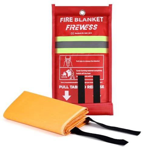 FIREWESS Lot de 1 Couverture Anti Feu Incendie, 100 * 100 cm Couverture Ignifuge pour Sécurité à Maison, Protection Ignifuge et Isolation Thermique Silice