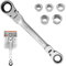 7 in 1 Ratschenschlüssel 8mm 10mm 12mm 13mm 14mm 17mm 19mm, Werkzeugstahl, Abriebfest, Rutschfest, 180° Flexibel Drehen Sie, Geeignet für Industrie, Automobilindustrie, Schifffahrt (Silber)