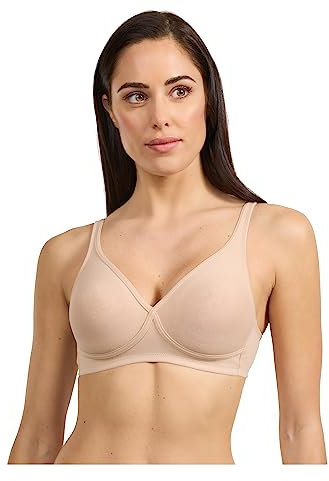 Reggiseno Senza Ferretto in Cotone Elastico, Coppe Preformate Non Imbottite, Spalline Regolabili, Coppa B, Art.2177 (IT, Taglia della Coppa & Taglia della Fascia, B, 5, Nudo)