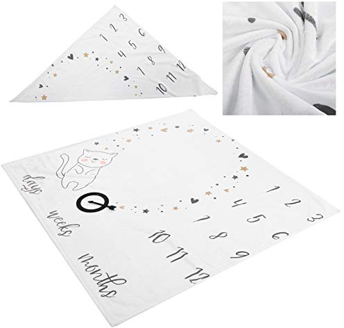 Akozon Baby Milestone Blanket - Gráfico de Crecimiento del Mes Fotográfico para Bebés para Hitos Mensuales, Manta de Franela Suave para Recién Nacidos, 0-3 Años - Ideal para Fotografía, Gateo y