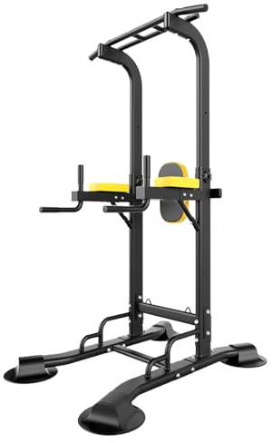 Leiblsufo Power Tower Estación de Dominadas, Torre de Fitness con Barra de Dominadas Independiente, Power Rack para Gimnasio en Casa, Soportes Ajustables para Dominadas (155 cm - 240 cm)