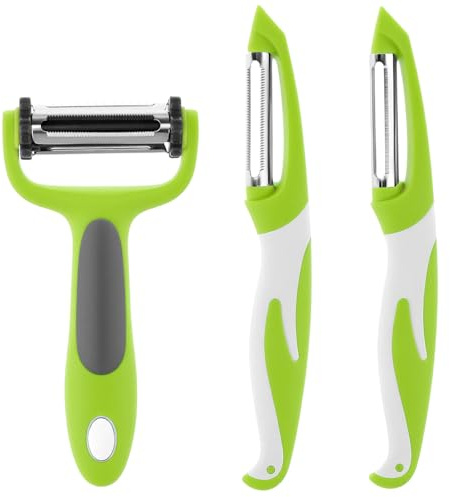 QWORK® 3 in 1 pelapatate multifunzione, pela patate in acciaio inox, pelaverdure, per patate, carote, mele