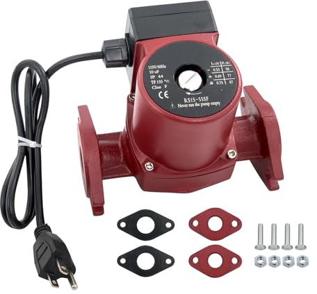 UPS15-55SFC Water Heater Recirculating Circulator Pump 3-Speed 1/12HP 115V 60Hz 87W Water Pump Stainless Steel Compatible with Grund-fos Replace# 59896773 Radiant Floor & Domestic Hot Water Systems